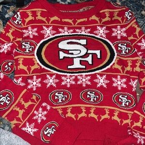 NFL San Fwncisco 49ers Red and Gold Crewneck  Holiday Christmas Sweater M FAIR
